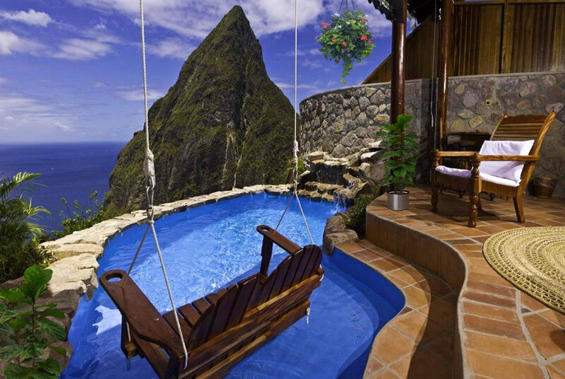 Swinging Bench by Pool