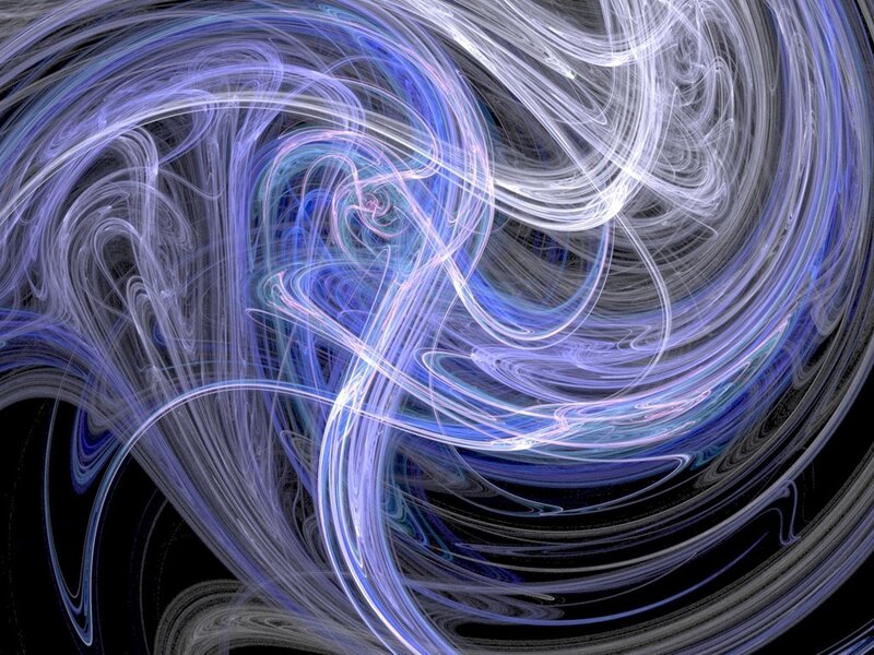 swirling blue and white fractal patterns