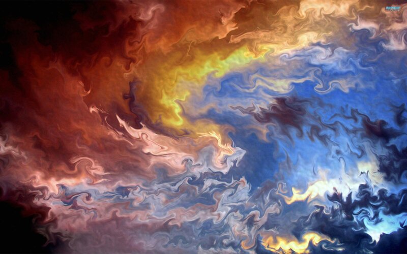 Swirling Colorful Clouds — Blue, Dramatic, Digital Art