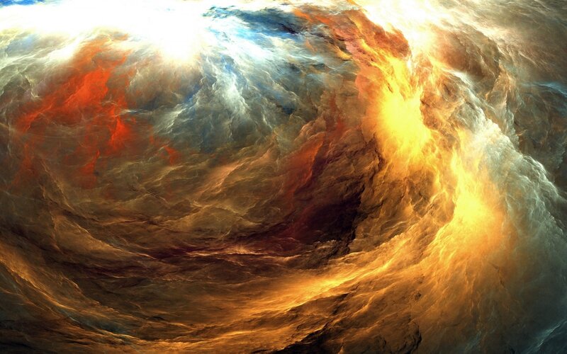 Swirling Cosmic Nebula — Orange