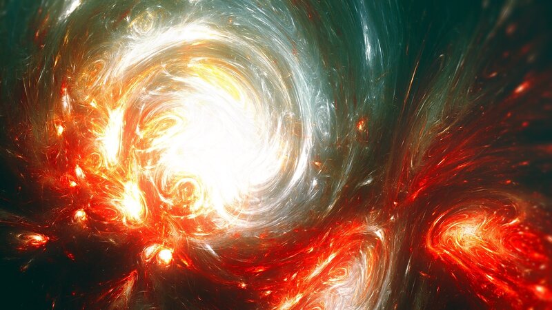 Swirling Cosmic Vortex — Red, Dramatic