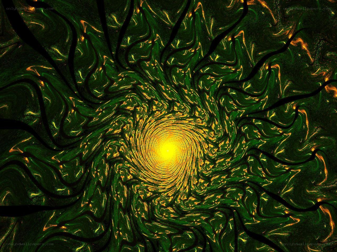 swirling green and gold vortex