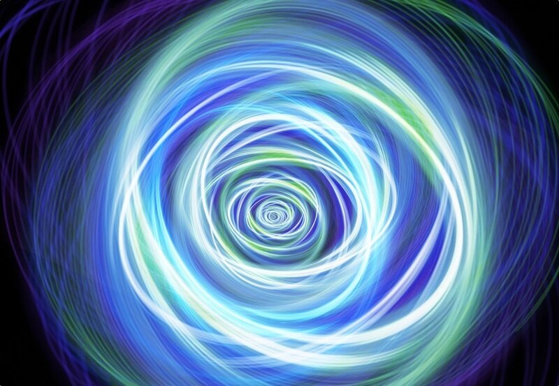 Swirling Light Vortex — Blue, Dynamic, Abstract