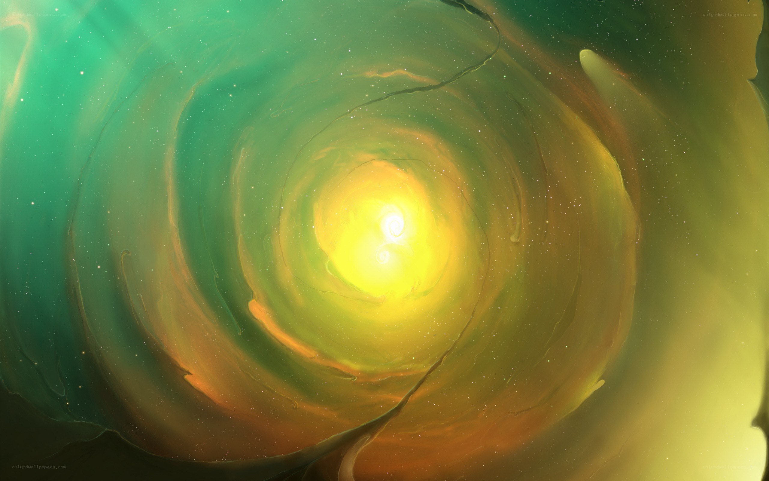 swirling nebula with bright core