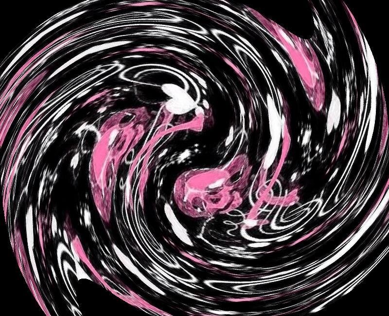 swirling pink and black abstract art