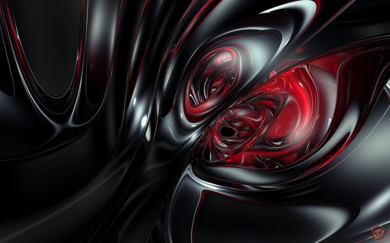 Swirling Red and Black Liquid