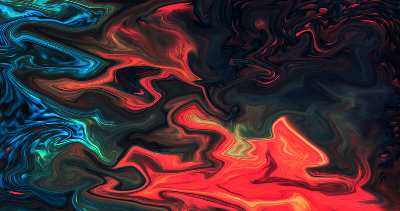 Swirling Red and Blue Liquid — Dynamic, Abstract