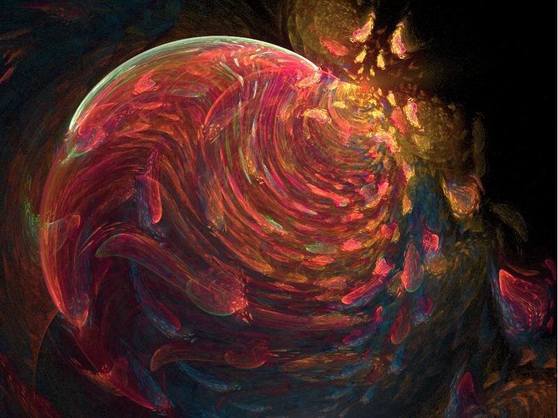 Swirling Red and Gold Vortex