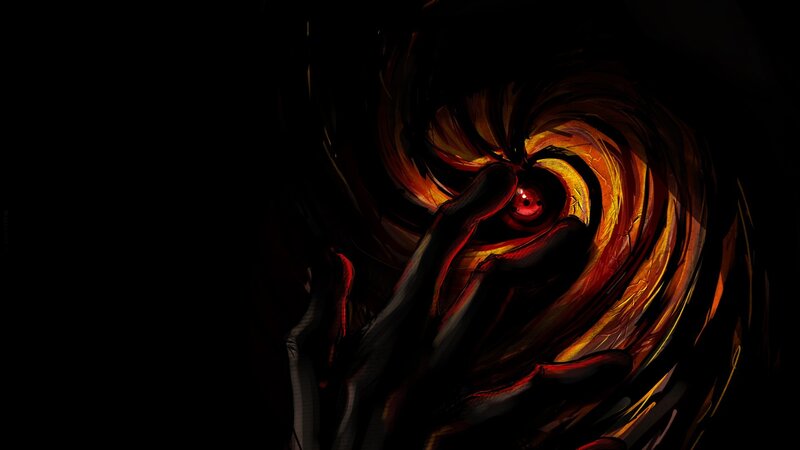 Swirling Red Eye — Black, Dramatic, Digital Art