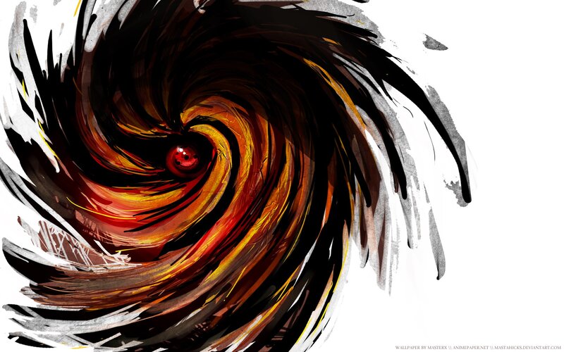 Swirling Red Eye — Dramatic, Digital Art, Spiral, Whirlwind, Black, White