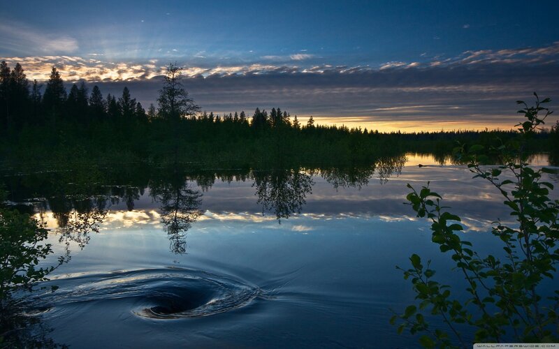 Swirling Vortex in Lake — Blue