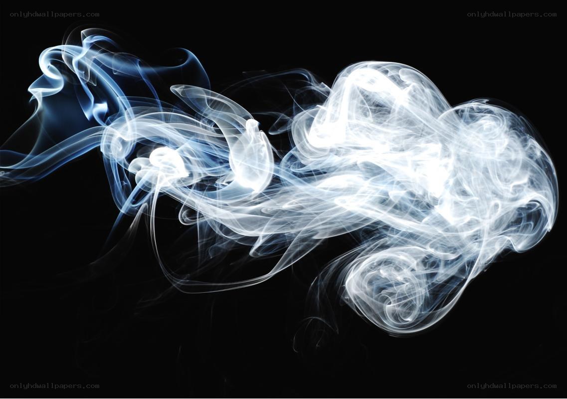 swirling white and blue smoke