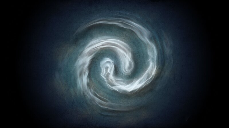 Swirling White Vortex — Mysterious, Digital Art, Dark Background