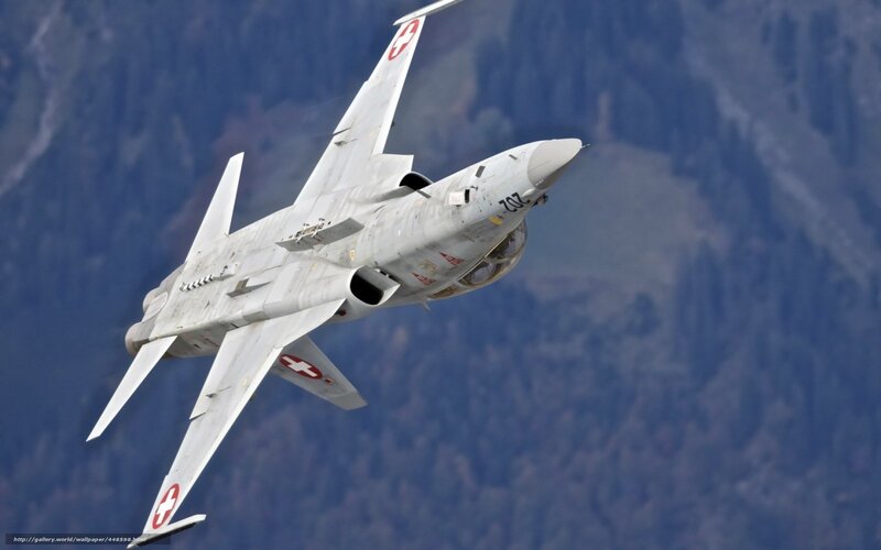 Swiss Air Force Jet — Gray, Dynamic, Photograph, Mountains