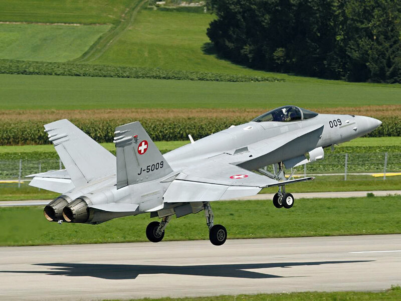 Swiss Air Force jet taking off