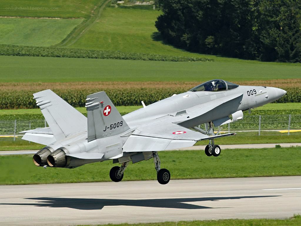 Swiss Air Force jet taking off