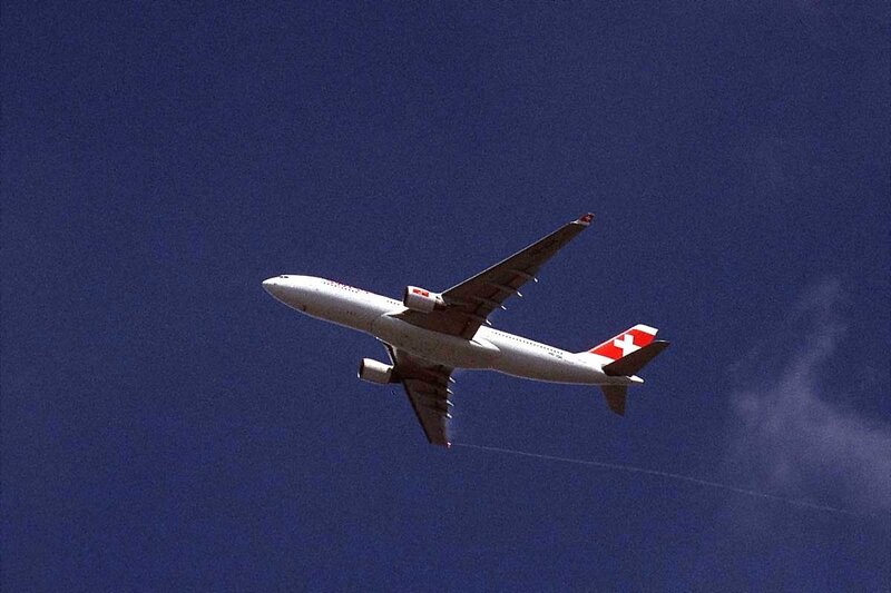 Swiss Airplane in Flight