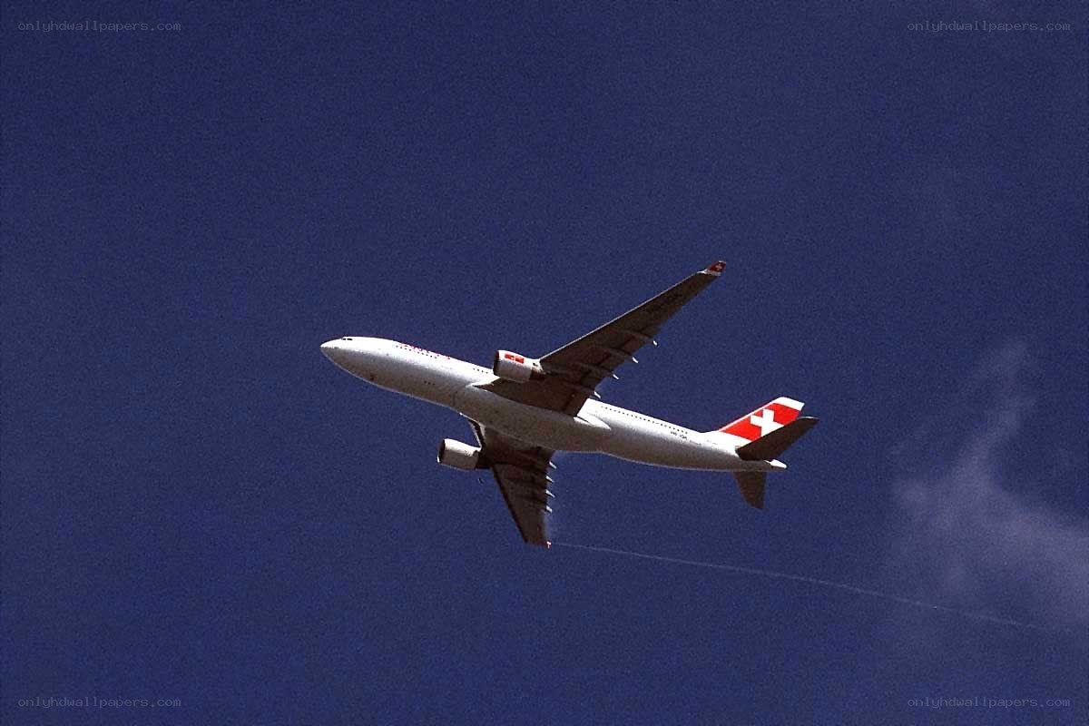 Swiss Airplane in Flight