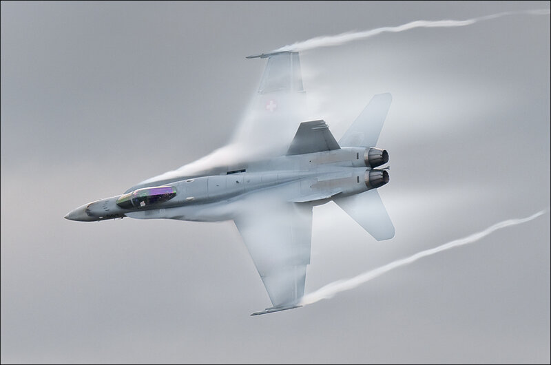 Swiss fighter jet in flight