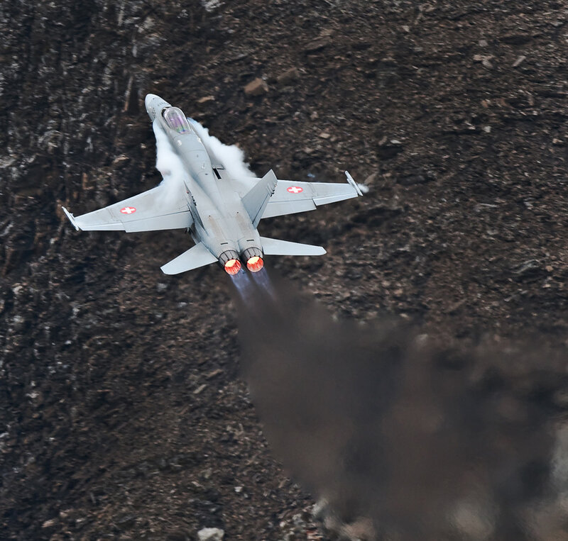 Swiss fighter jet in flight