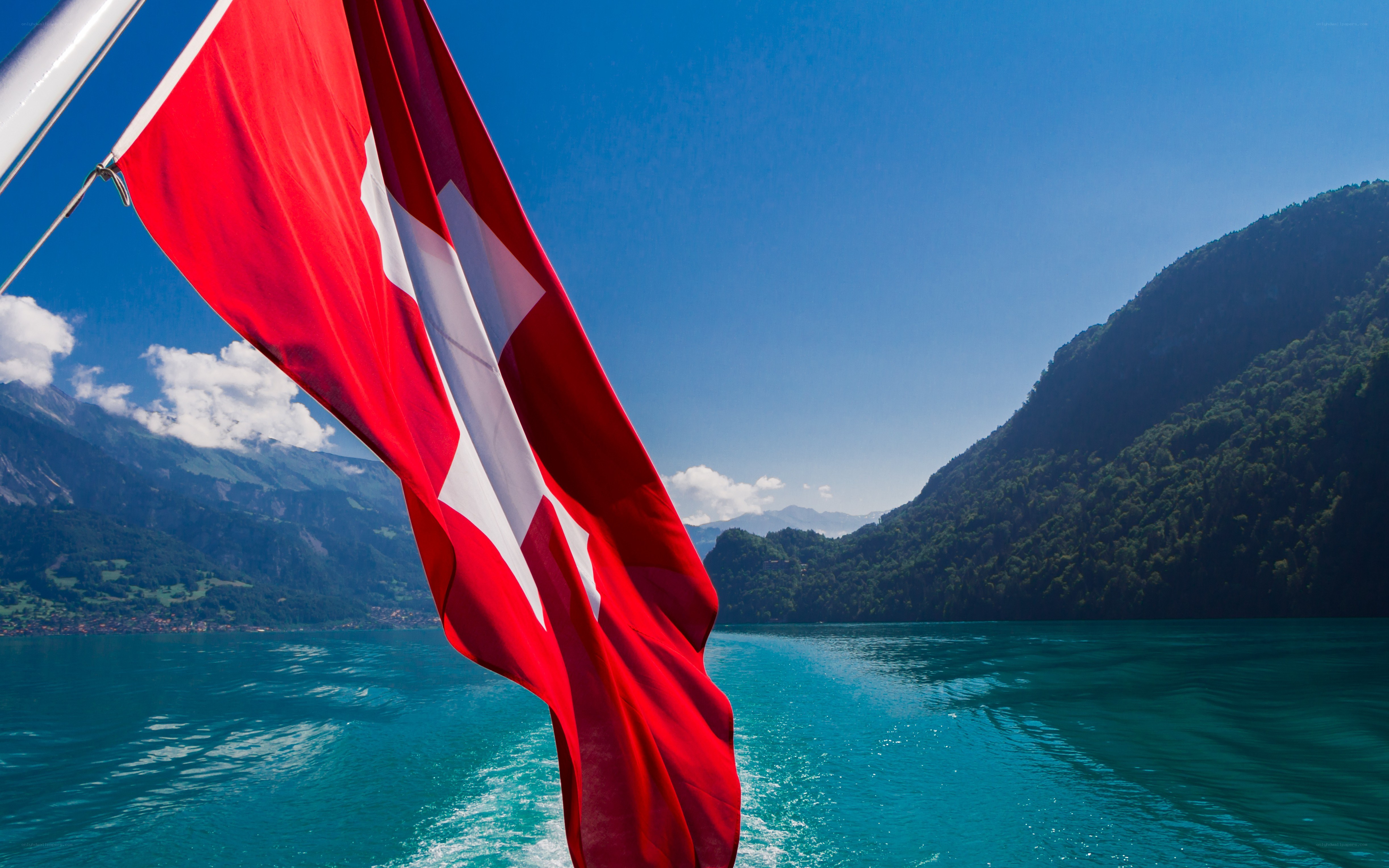 Swiss flag on a lake cruise