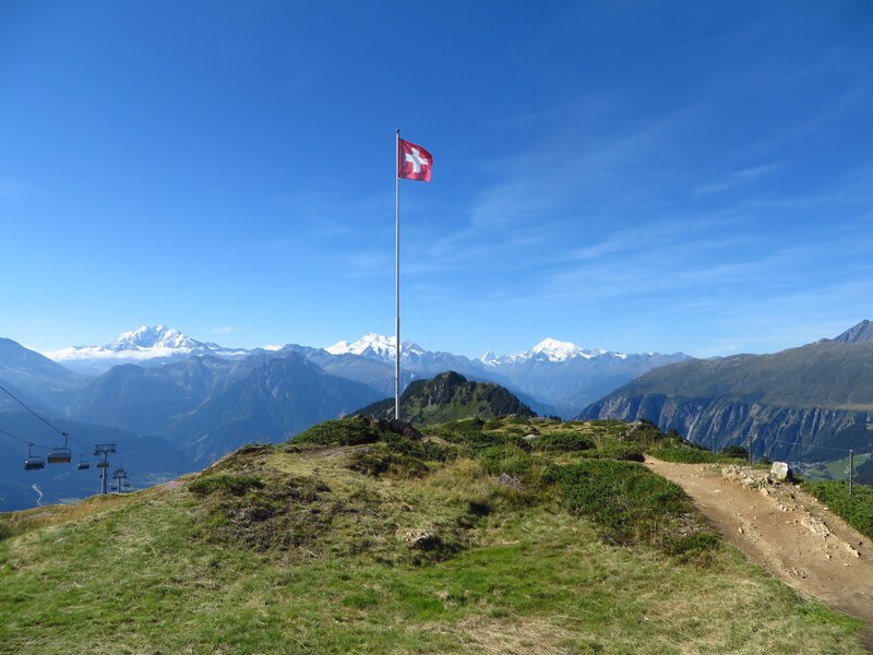 Swiss Flag on Mountain