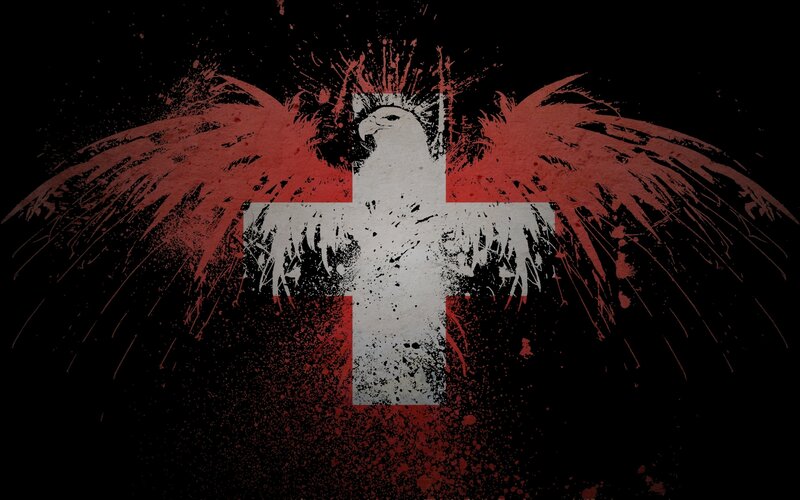 Swiss flag with eagle splatter art