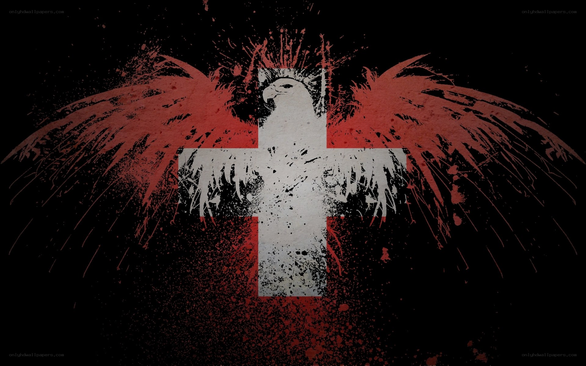 Swiss flag with eagle splatter art