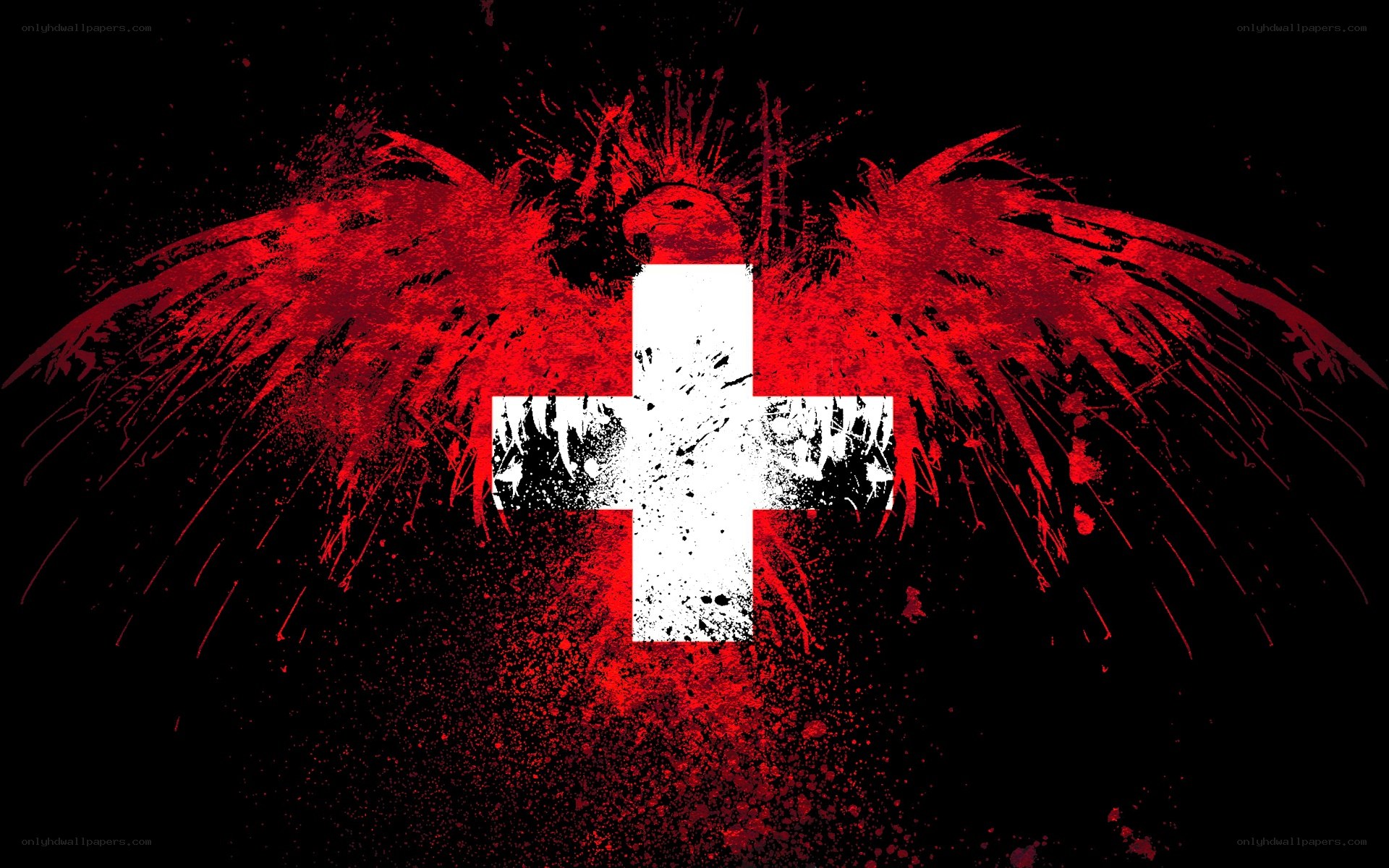 Swiss flag with red wings
