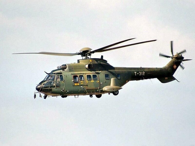Swiss military helicopter in flight