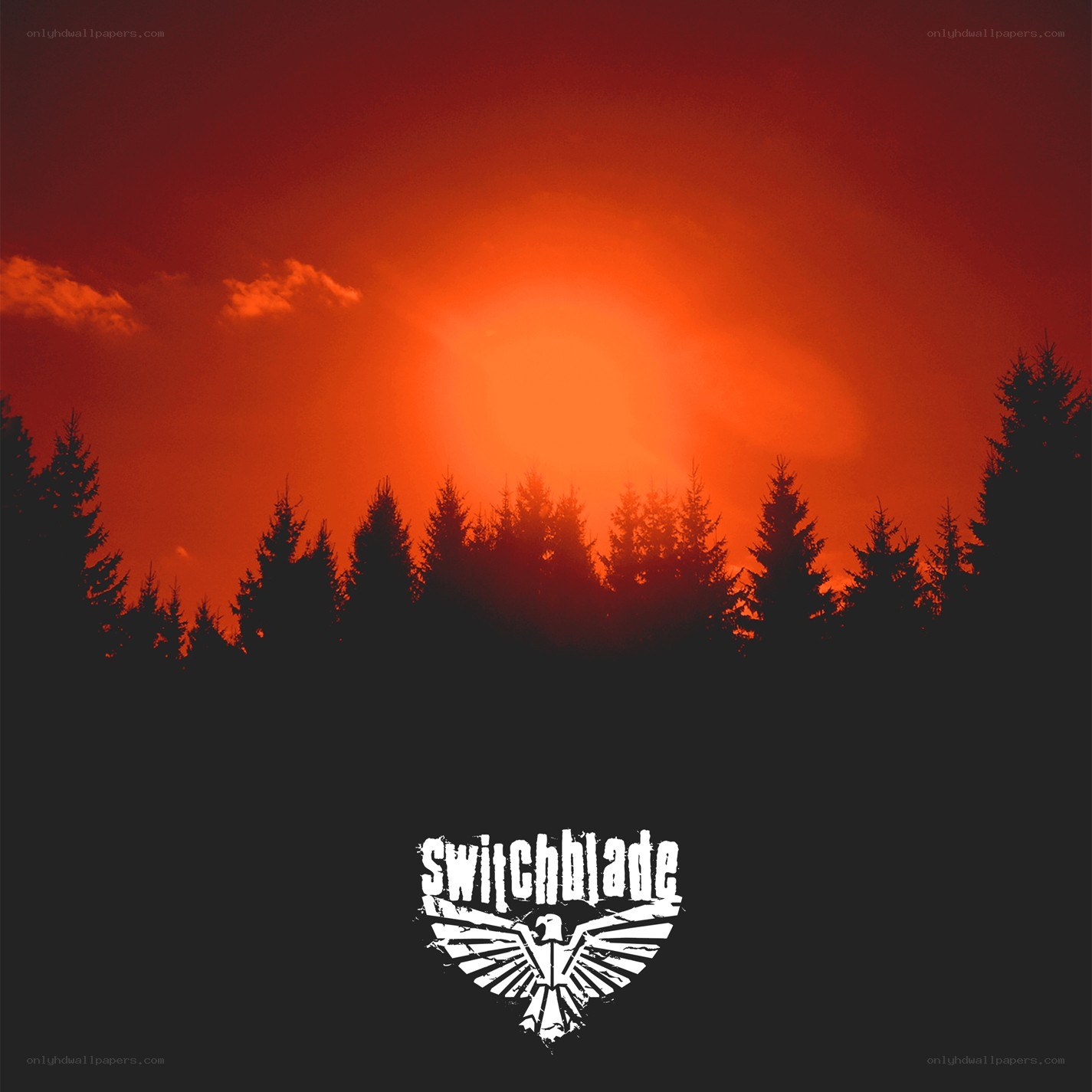 Switchblade logo at sunset