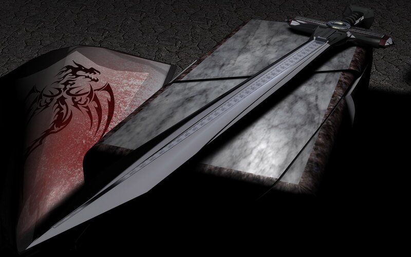 Sword and Shield on Stone