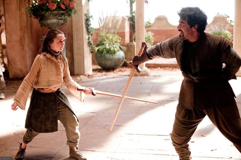 sword fighting training scene