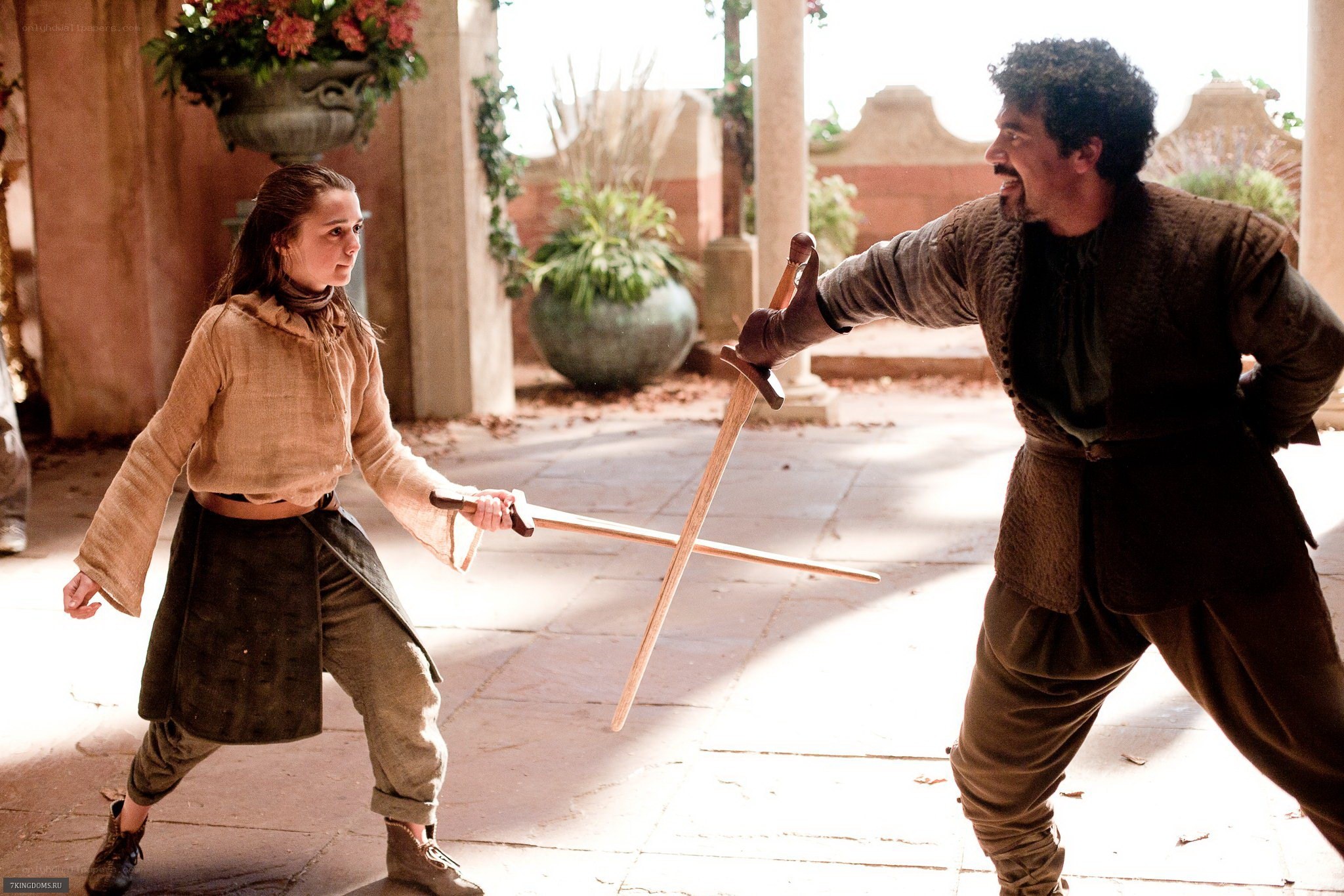 sword fighting training scene