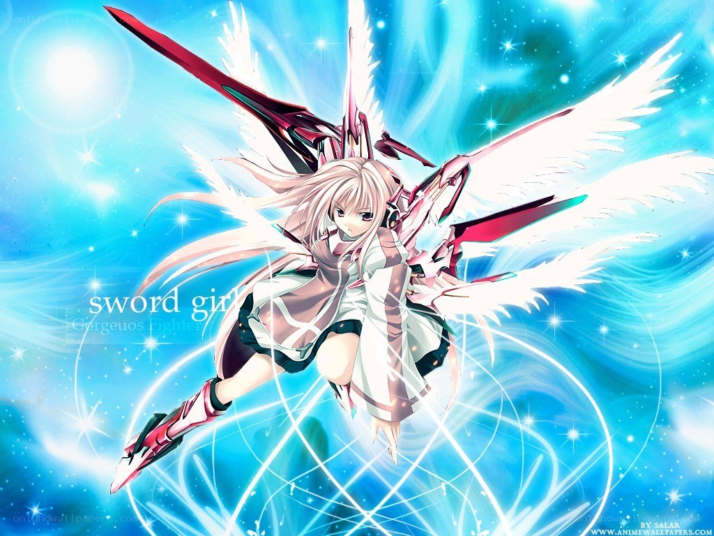 sword girl with angel wings