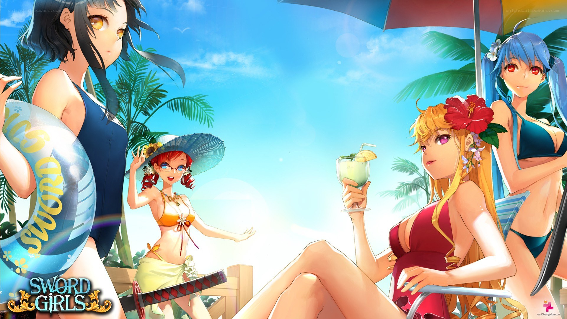 Sword Girls at the beach