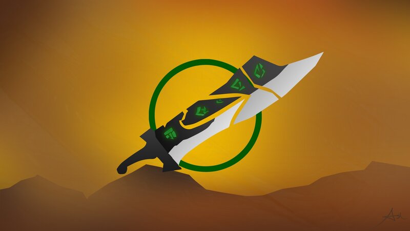 Sword in desert landscape
