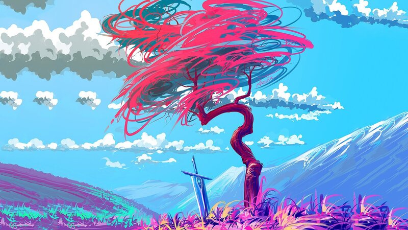 Sword in Grass — Blue