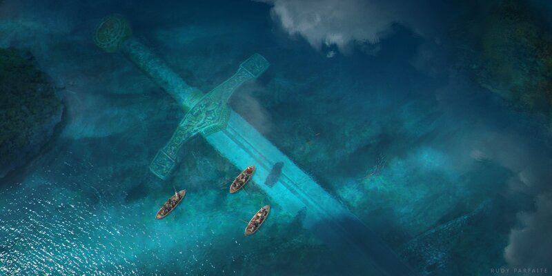 Sword in Ocean Water