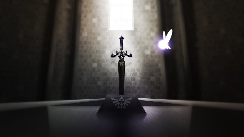 Sword in Stone — Black, Dramatic, 3d Render, Pedestal