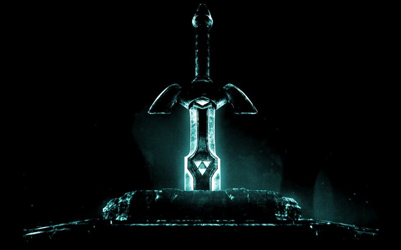 Sword in Stone — Black, Dramatic, Night, Digital Art, Glow
