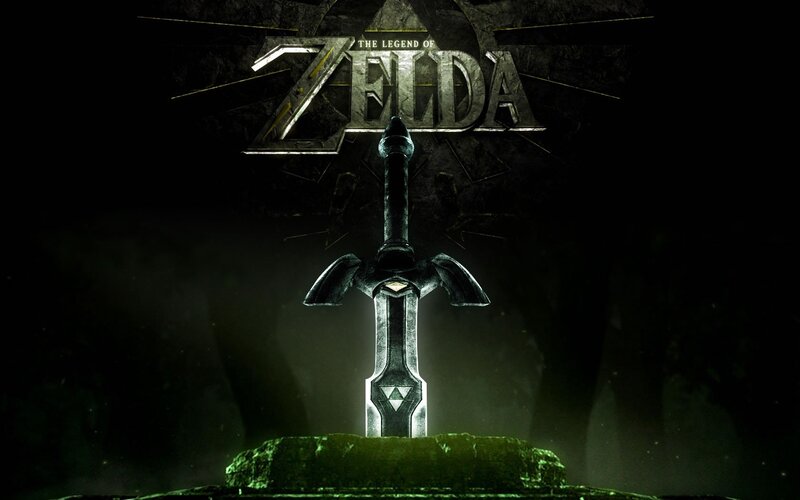 Sword in Stone — Black, Dramatic, Night, Digital Art, Tri-force Symbol
