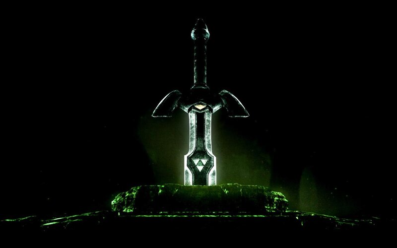 Sword in Stone — Black, Dramatic, Night, Digital Art, Triforce Symbol