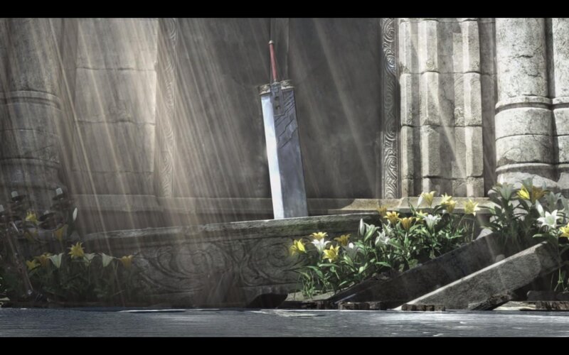 Sword in Stone — Gray, Dramatic, 3d Render, Flowers