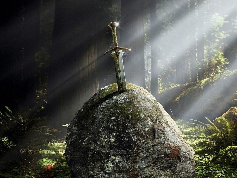 Sword in Stone — Green, Dramatic, Morning