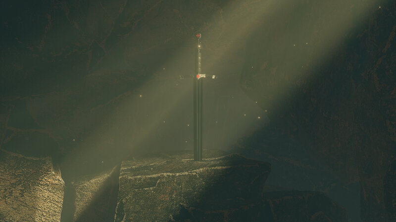 Sword in Stone — Green, Mysterious, 3d Render