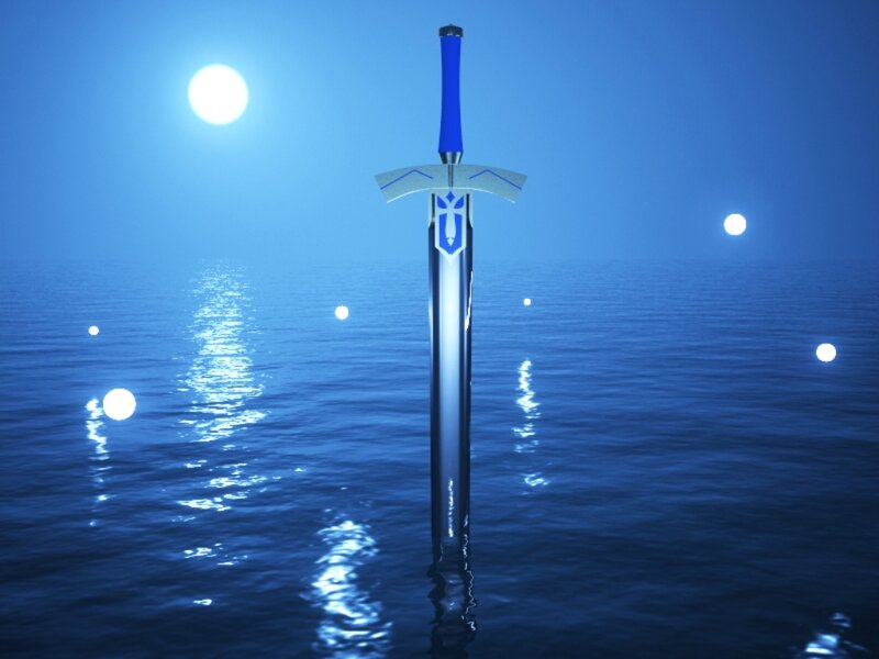 Sword in Water — Blue, Serene