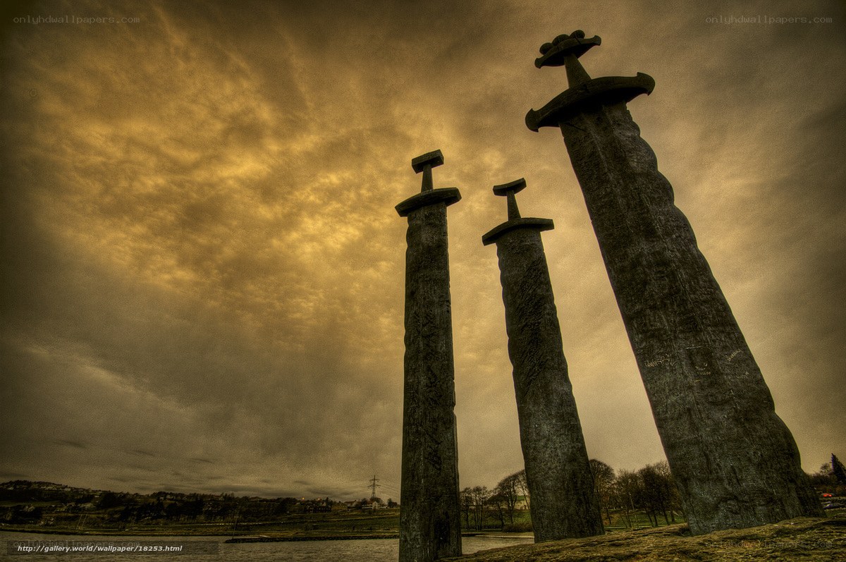 Sword monument at dusk