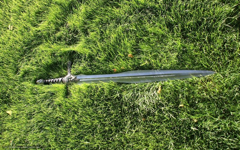 sword on green grass