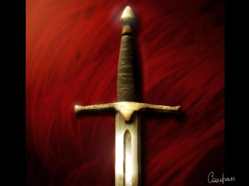 Sword on red background
